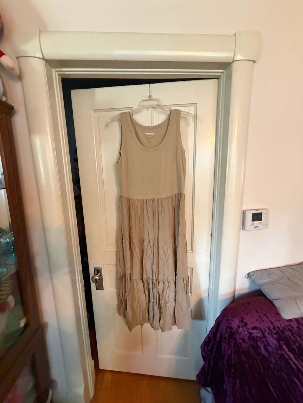 Soft Surroundings Khaki Tank Midi Dress with Tiered Skirt